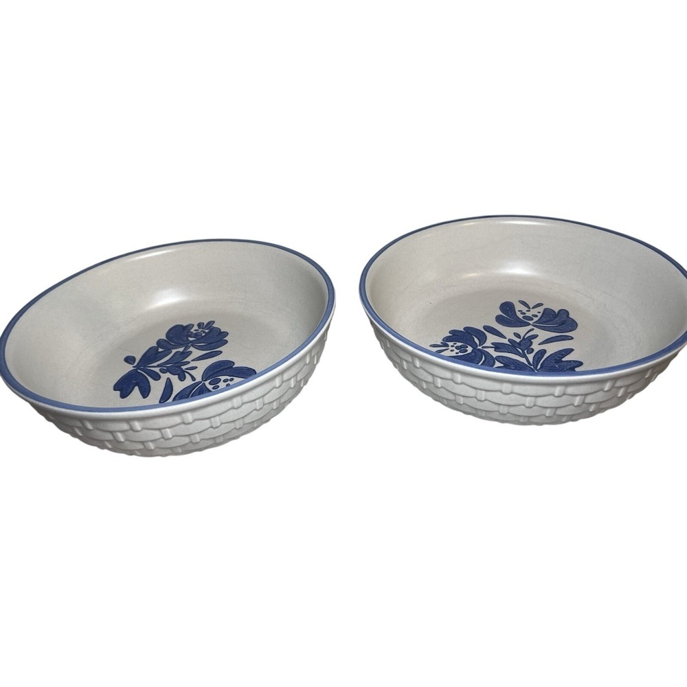 Vintage Pflatzgraff USA Yorktowne Basketweave Serving Bowls 9" Round Set Of 2